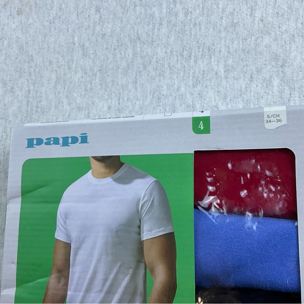 PAPI COTTON BLEND MEN’S T-SHIRTS 4 PACK SHORT SLEEVES CREW NECK SIZE:SMALL MULTI